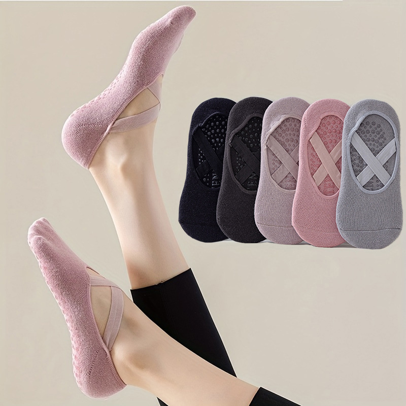 Pilates Ankle Strap - Dames 5-paar pure kleur yogasokken zomer