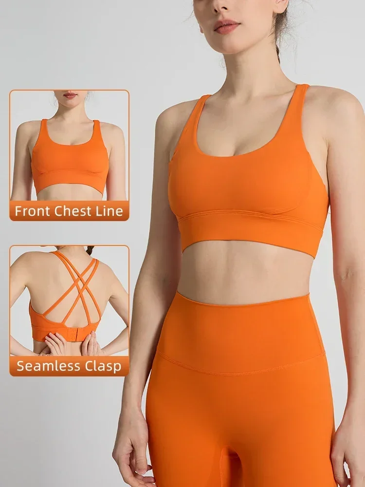 Pilates Yoga Clothes - Effen kleur dames sportbeha sexy kruisband