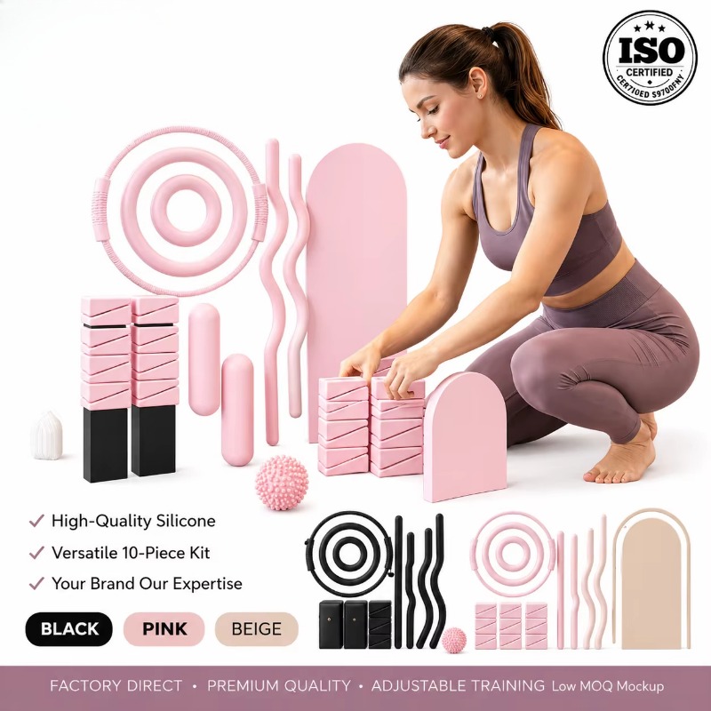 Pilates Yoga Combined - gewichtstang, siliconen dumbbell yogamat, fitnessset voor
