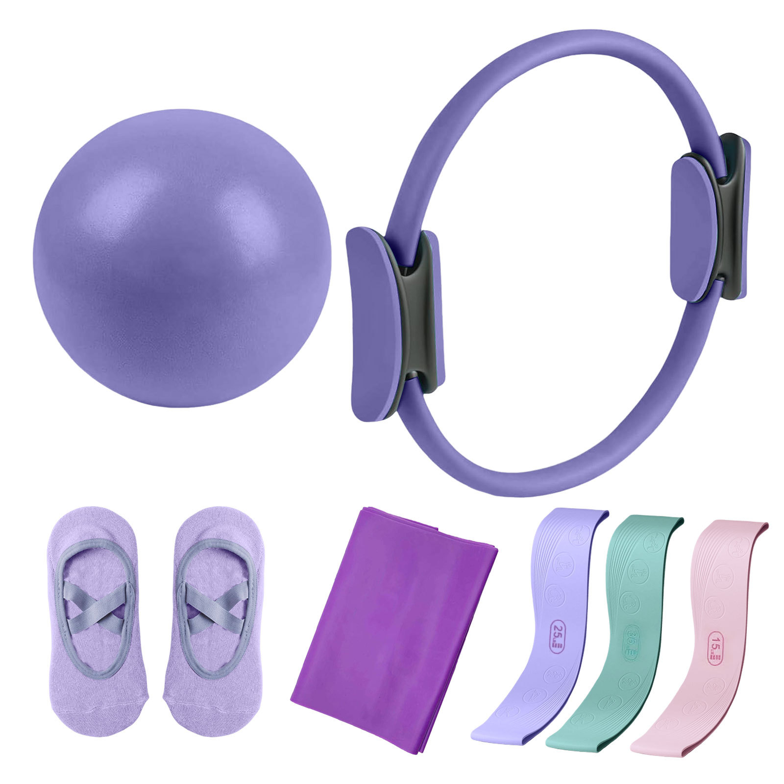 Pilates Yoga Combined - Pilates Circle Resistance Bands Zevendelige set