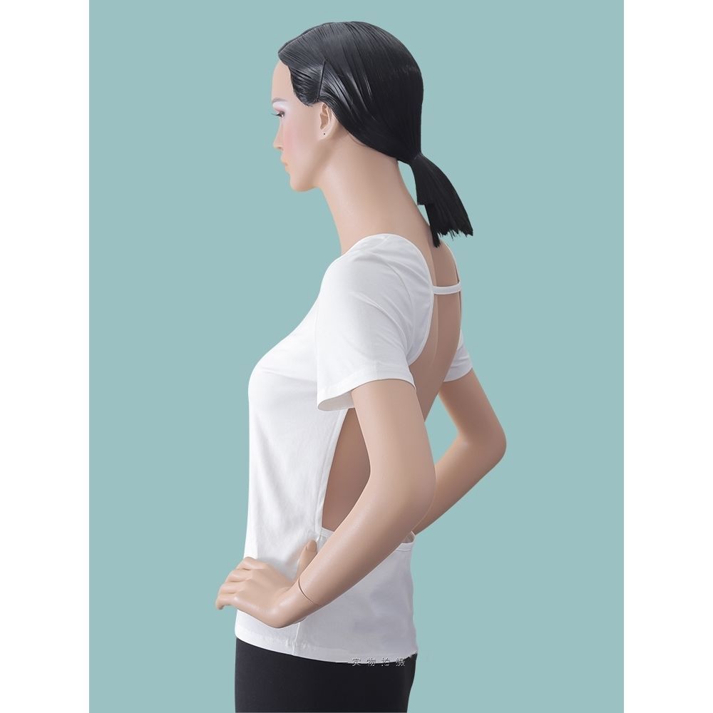 Sexy rugloze korte mouw yoga T - Pilates Yoga Hot recensie en prijs